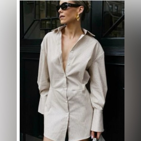 Commense Dresses & Skirts - Commence Sz,M pin stripped black and white button down shirt dress.